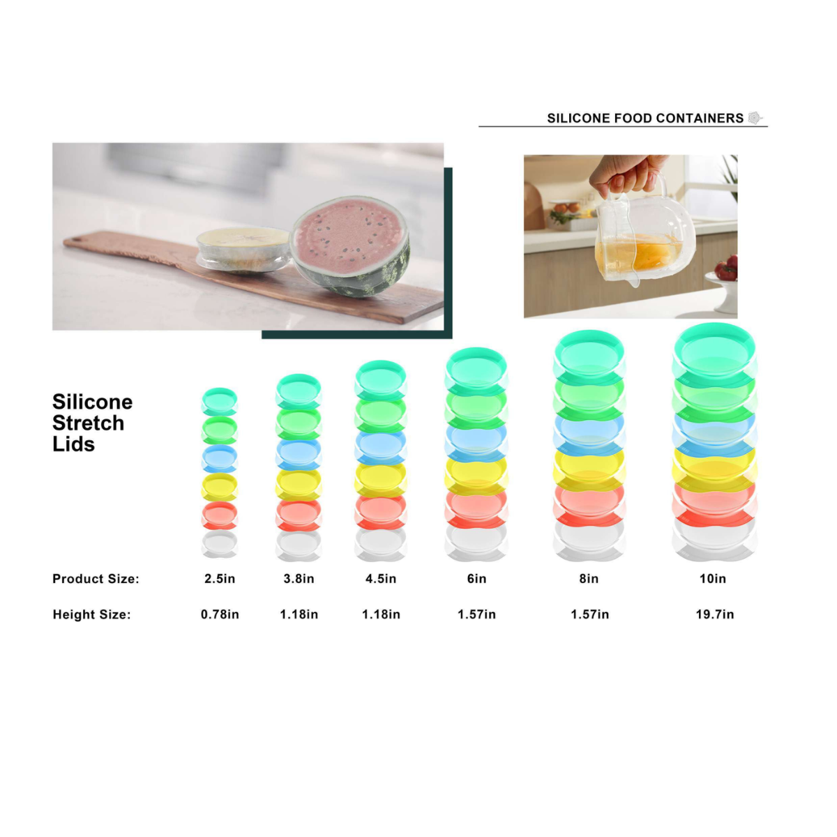 Silicone kitchen accessories including lids and roasting racks
