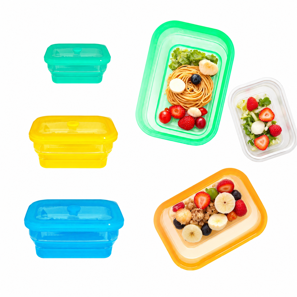Silicone lunch box and food container products for meal prep