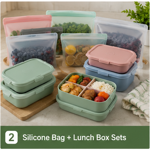 Lucid Home silicone bag and lunch box mixed sets