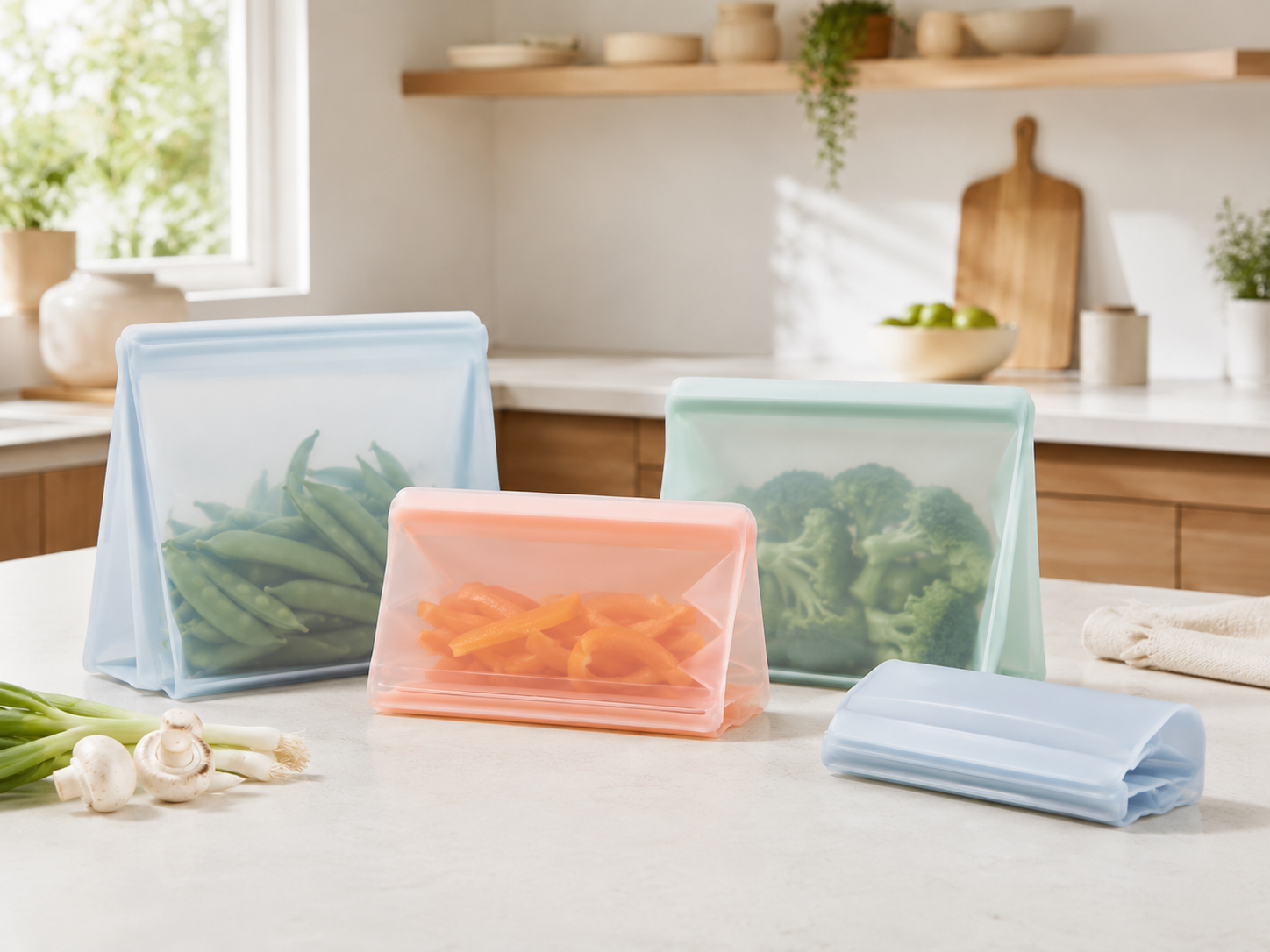 Lucid Home foldable silicone food storage bags