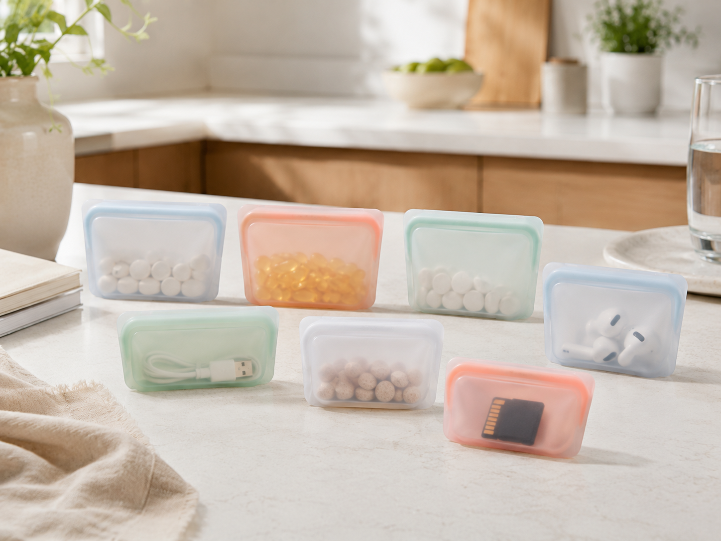 Lucid Home mini silicone travel and pill pouches