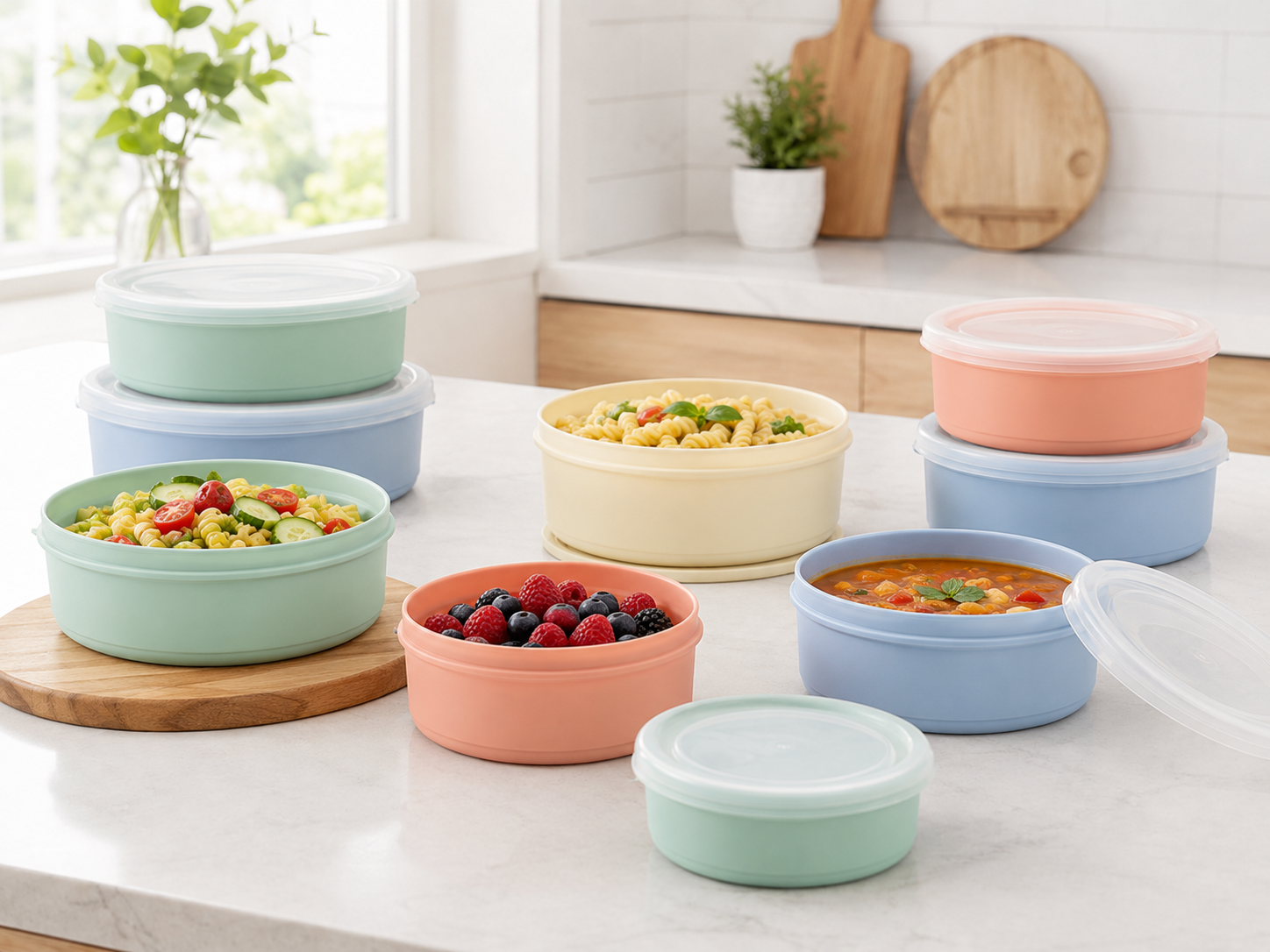 Lucid Home solid round silicone food containers